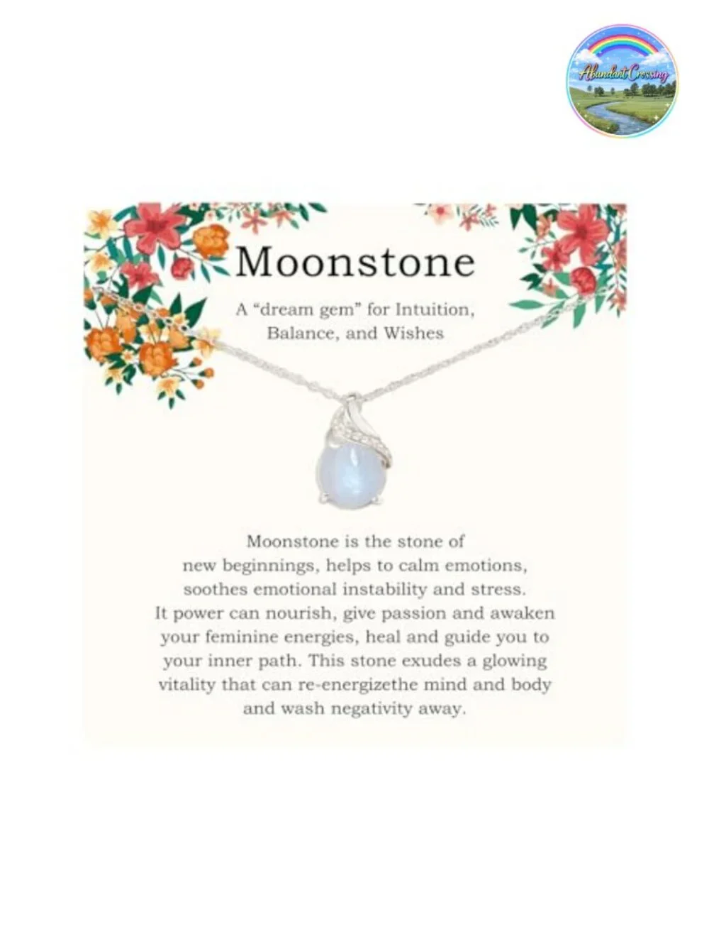 Sterling Silver Moonstone Necklace New Beginnings Gift Inspirational